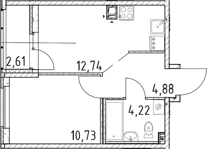 1-комнатная квартира 32.57 м², 7/17 эт., ЖК «Город Первых»